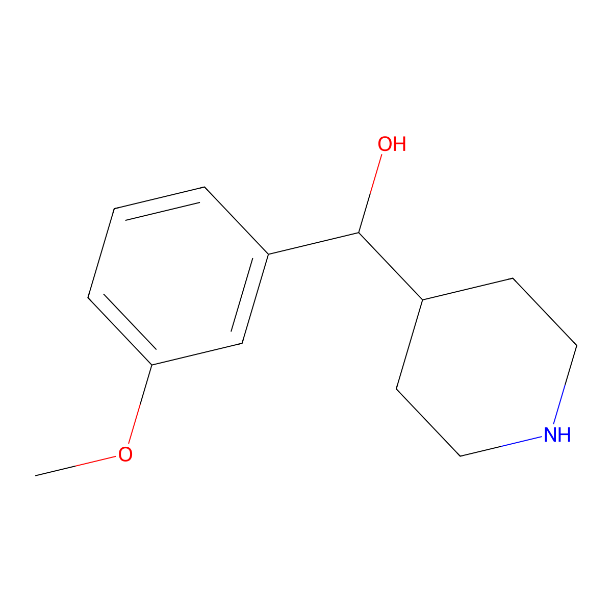 (3-Methoxyphenyl)(piperidin-4-yl)methanol molecular structure, CAS 1082502-18-8