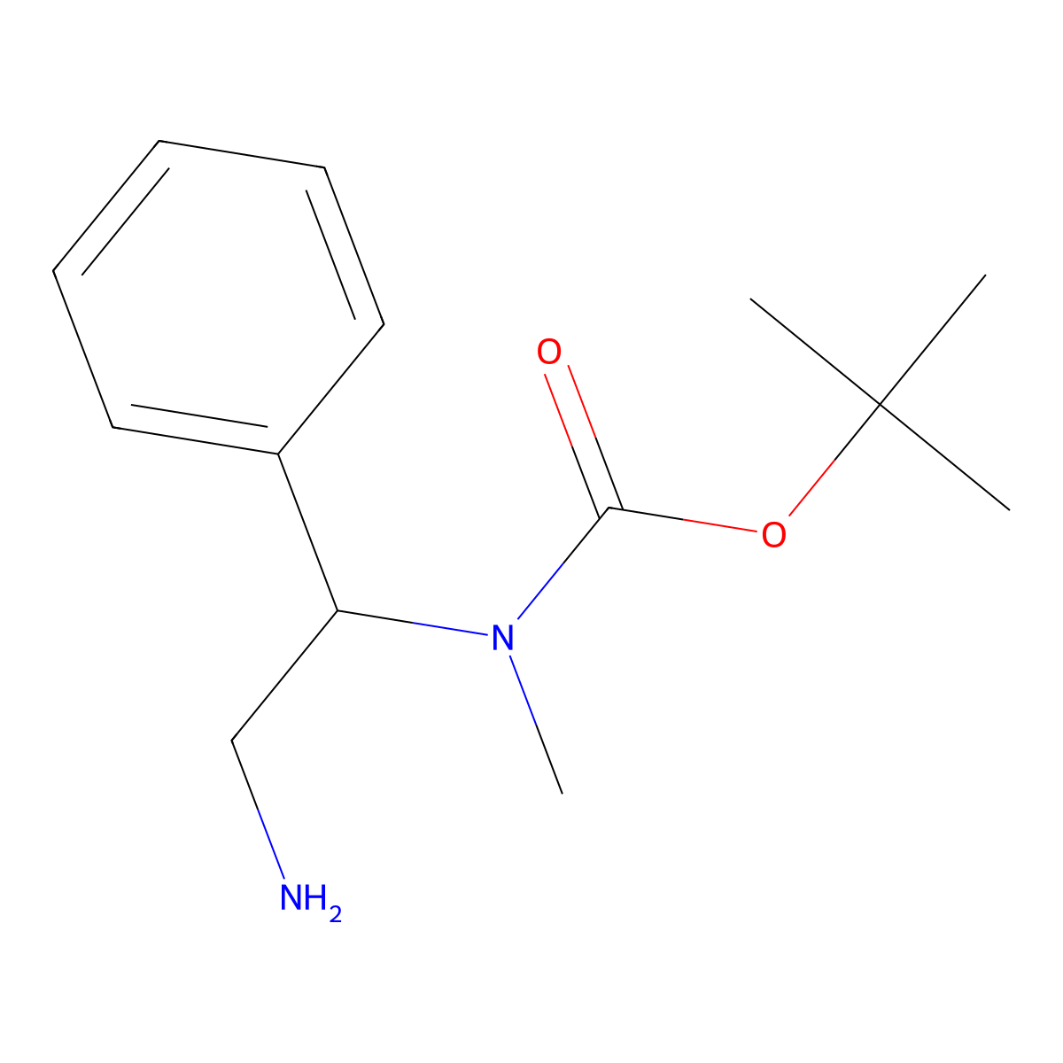 tert-butyl N-(2-amino-1-phenylethyl)-N-methylcarbamate molecular structure, CAS 1082503-32-9