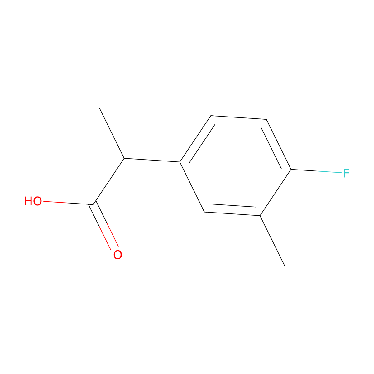 2-(4-Fluoro-3-methylphenyl)propanoic acid molecular structure, CAS 1082507-44-5