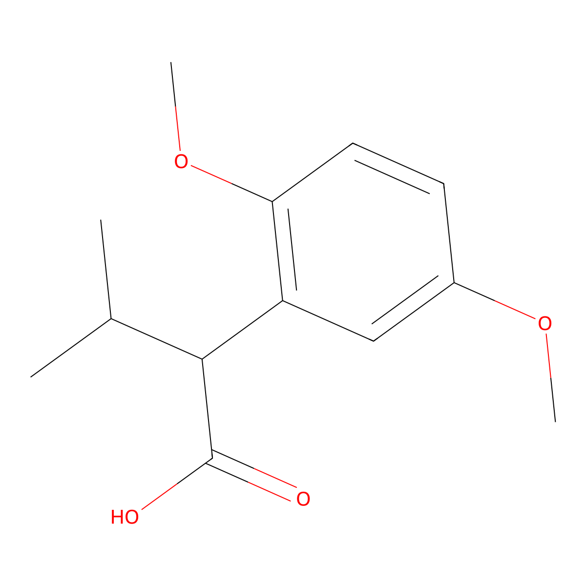 2-(2,5-Dimethoxyphenyl)-3-methylbutanoic acid molecular structure, CAS 1082507-47-8