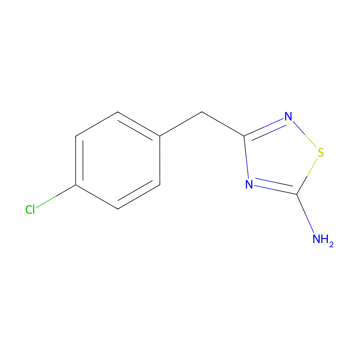 3-((4-Chlorophenyl)methyl)-1,2,4-thiadiazol-5-amine molecular structure, CAS 1082508-64-2