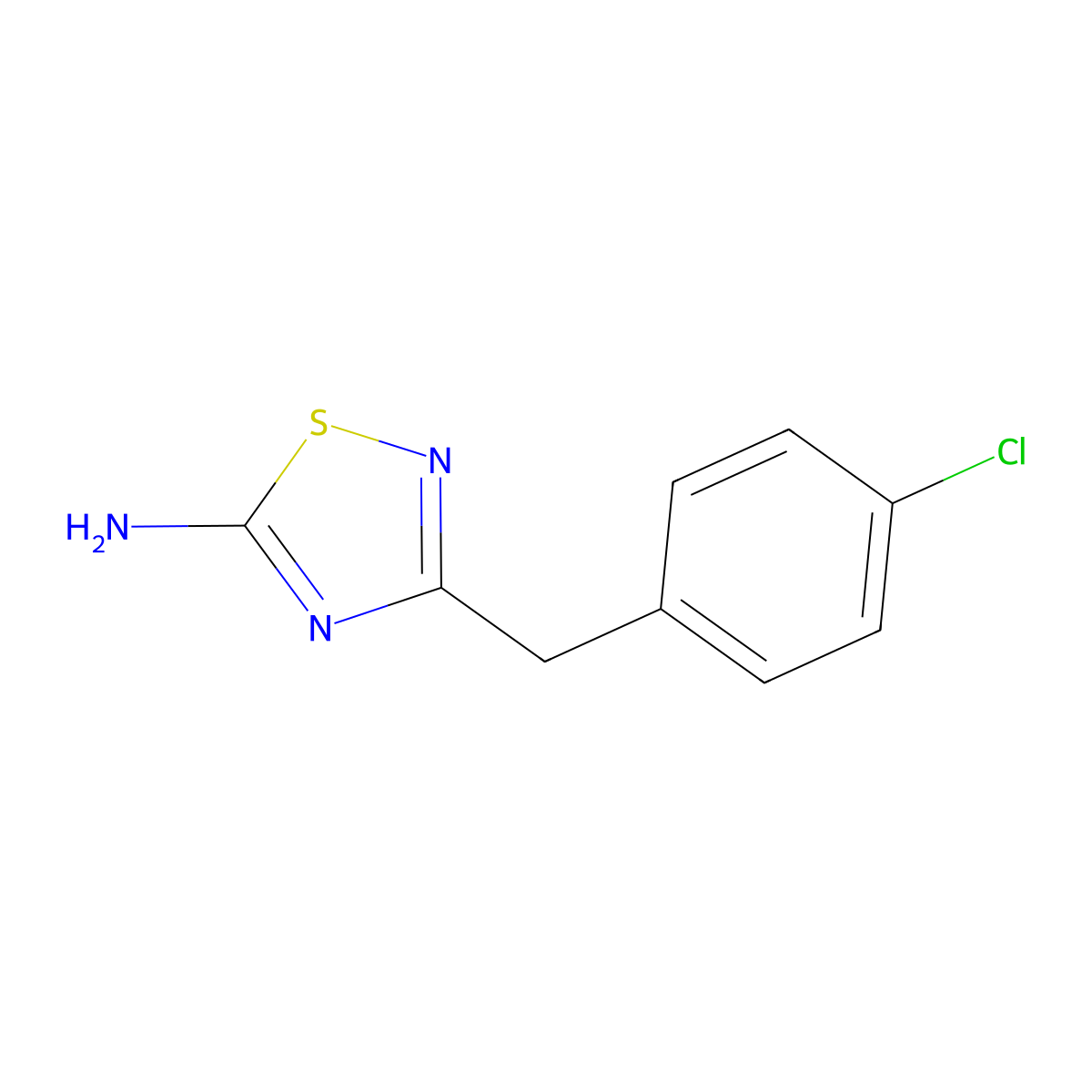 3-((4-Chlorophenyl)methyl)-1,2,4-thiadiazol-5-amine molecular structure, CAS 1082508-64-2
