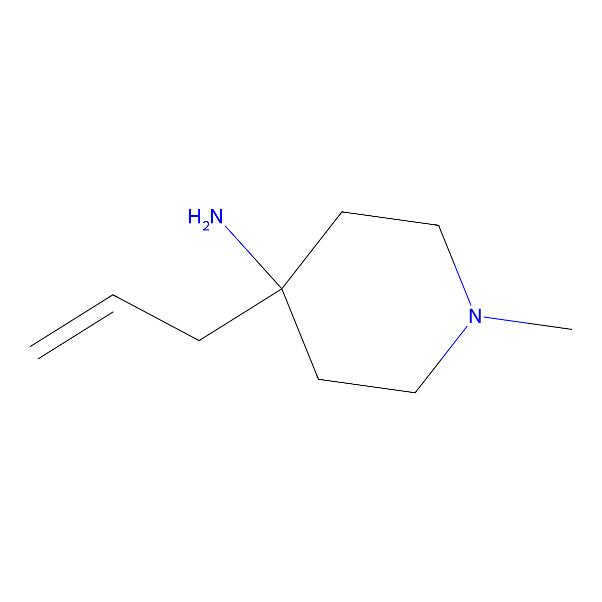 1-Methyl-4-(prop-2-en-1-yl)piperidin-4-amine molecular structure, CAS 1082512-04-6