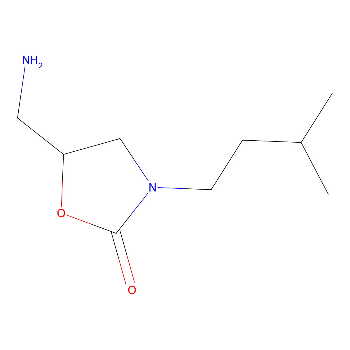 5-(Aminomethyl)-3-(3-methylbutyl)-1,3-oxazolidin-2-one molecular structure, CAS 1082524-50-2