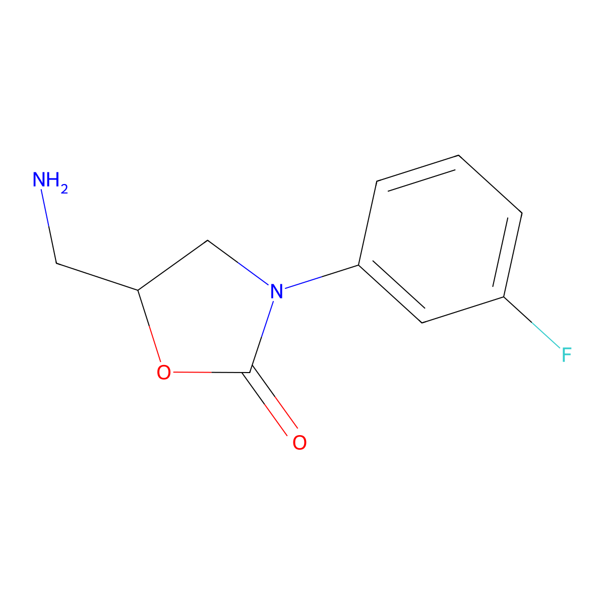 5-(Aminomethyl)-3-(3-fluorophenyl)-1,3-oxazolidin-2-one molecular structure, CAS 1082524-60-4