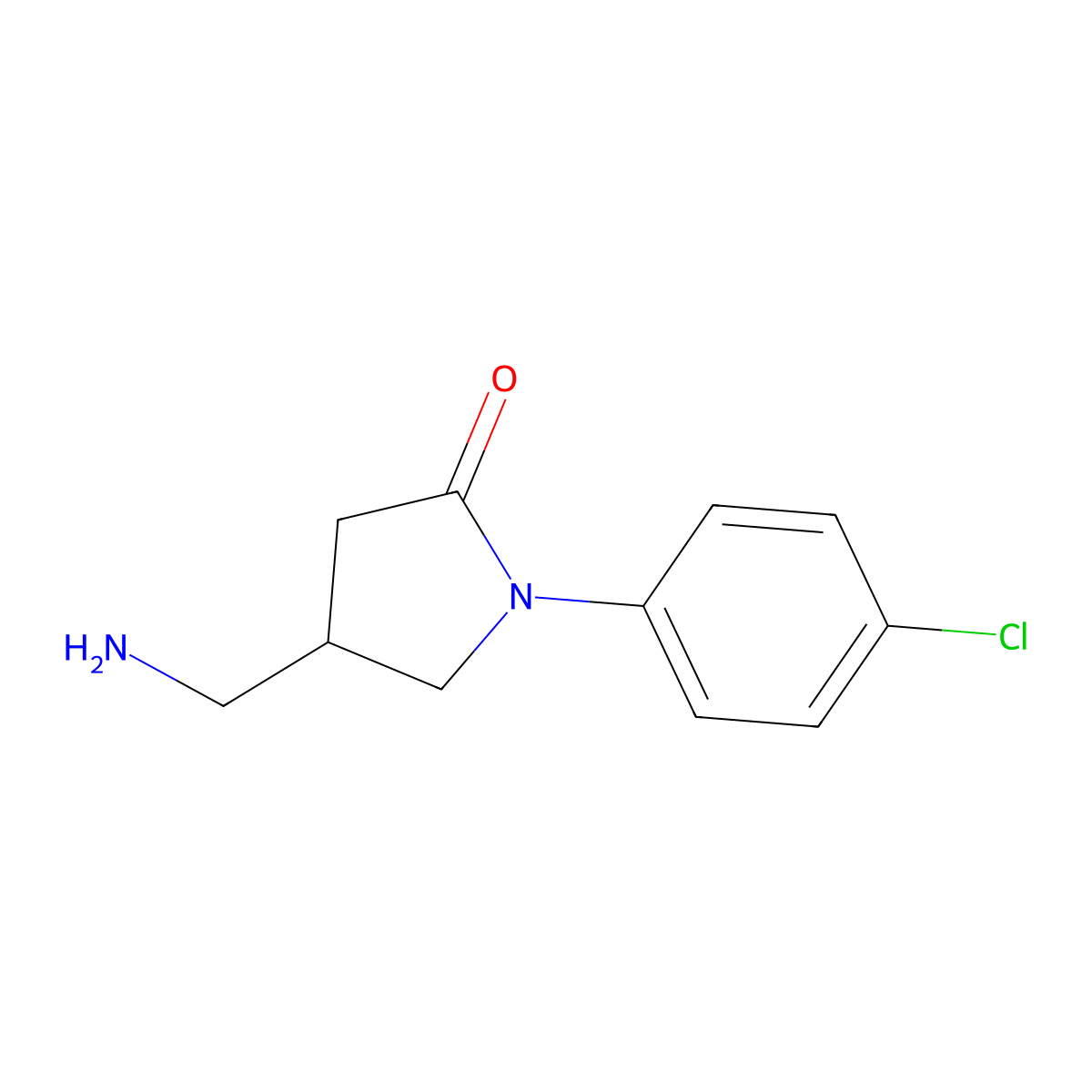 4-(Aminomethyl)-1-(4-chlorophenyl)pyrrolidin-2-one molecular structure, CAS 1082524-78-4