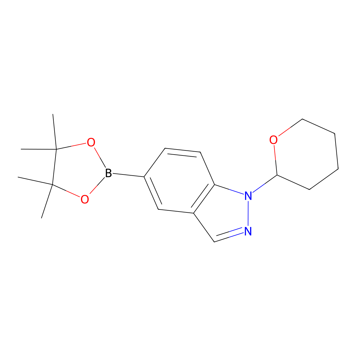 1-(Tetrahydro-2H-pyran-2-yl)-5-(4,4,5,5-tetramethyl-1,3,2-dioxaborolan-2-yl)-1H-indazole molecular structure, CAS 1082525-64-1