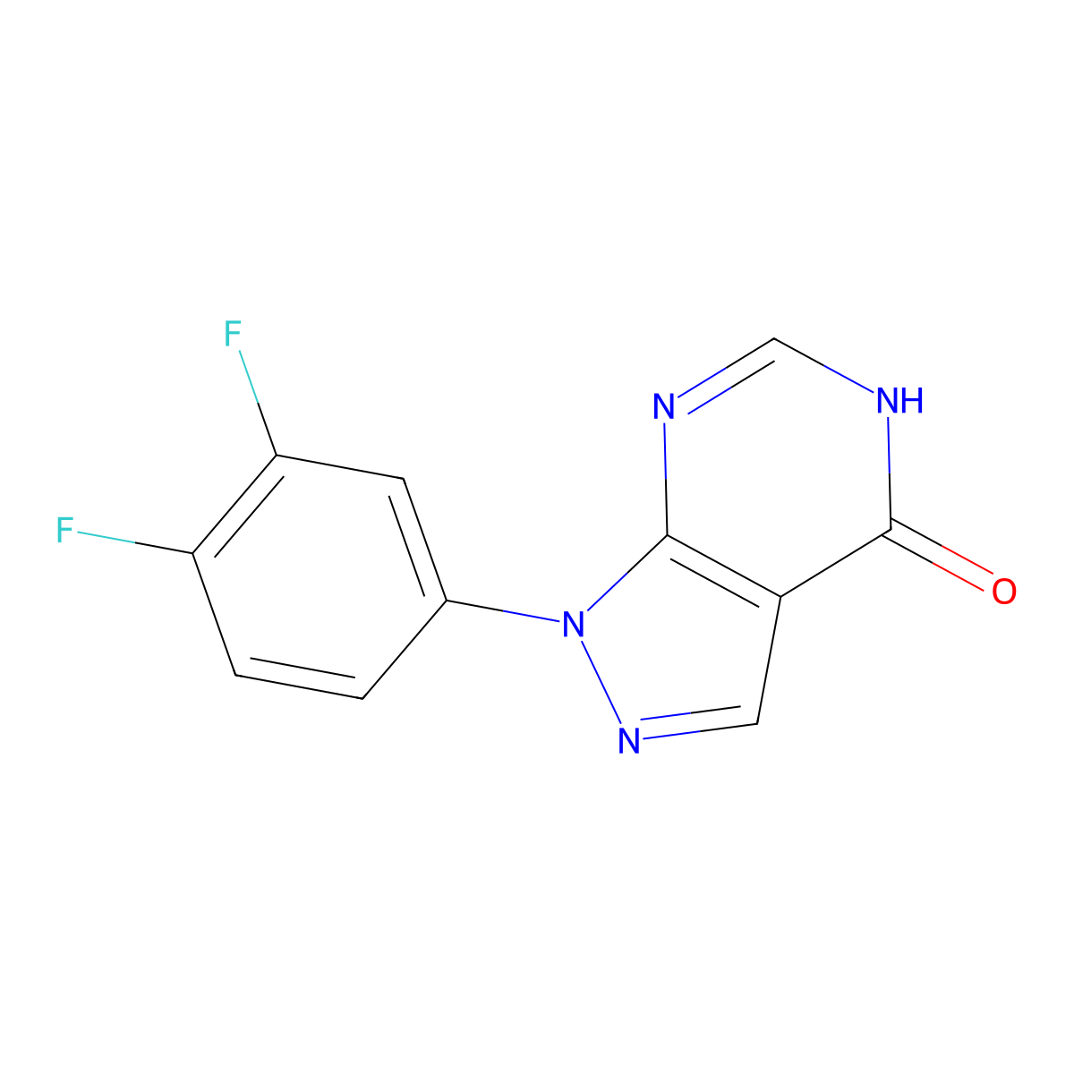 1-(3,4-Difluorophenyl)-1H-pyrazolo[3,4-d]pyrimidin-4(5H)-one molecular structure, CAS 1082528-72-0