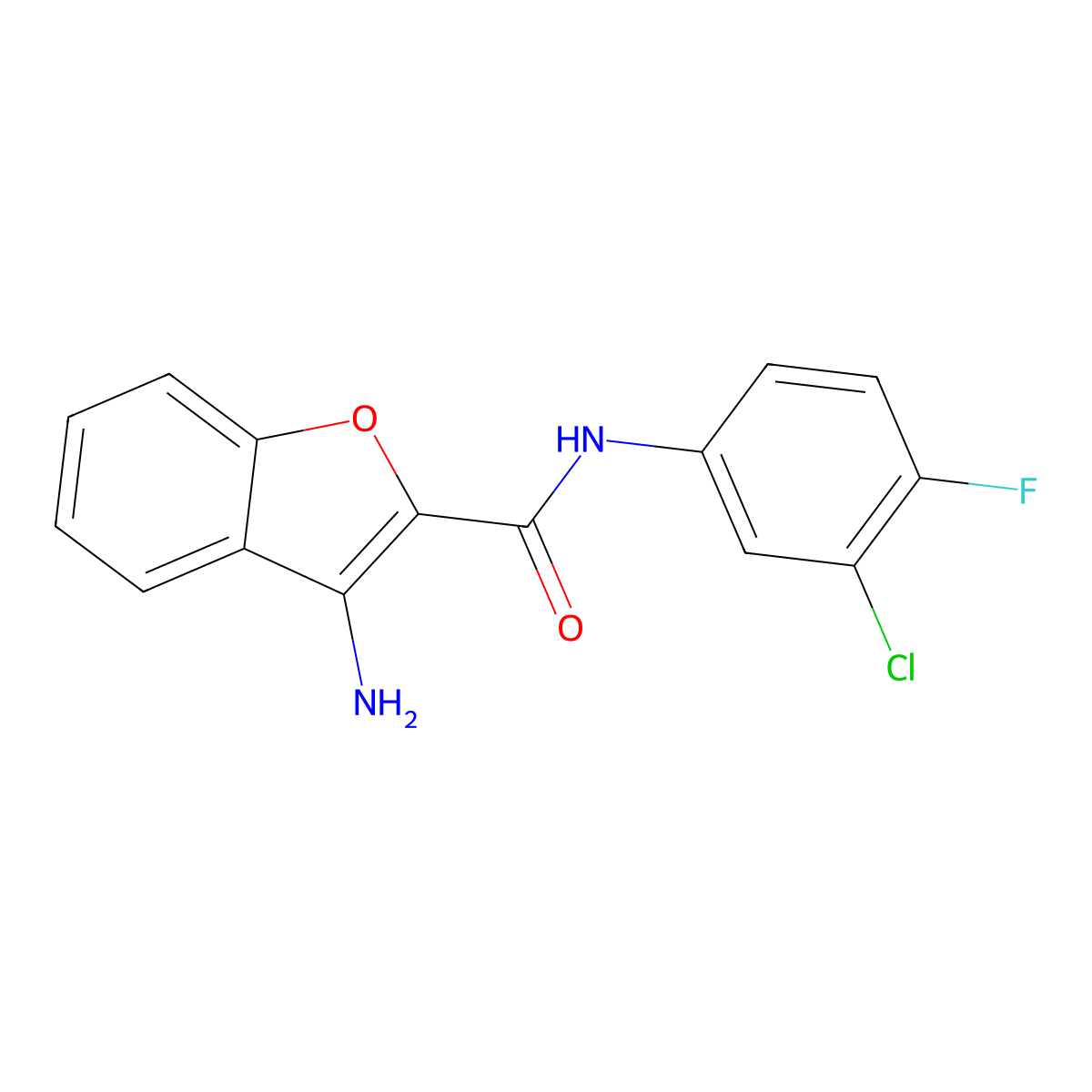 3-amino-N-(3-chloro-4-fluorophenyl)-1-benzofuran-2-carboxamide molecular structure, CAS 1082531-75-6