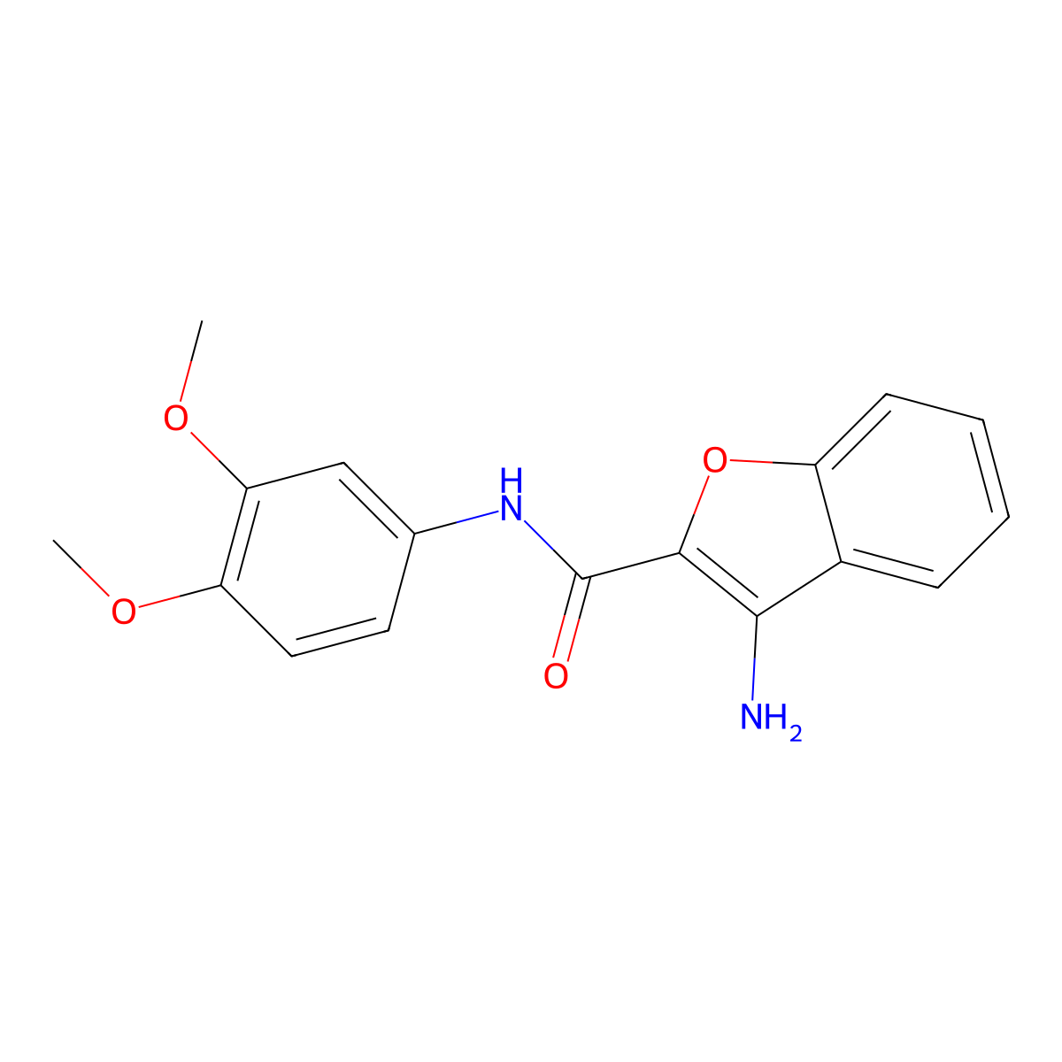 3-amino-N-(3,4-dimethoxyphenyl)-1-benzofuran-2-carboxamide molecular structure, CAS 1082531-77-8