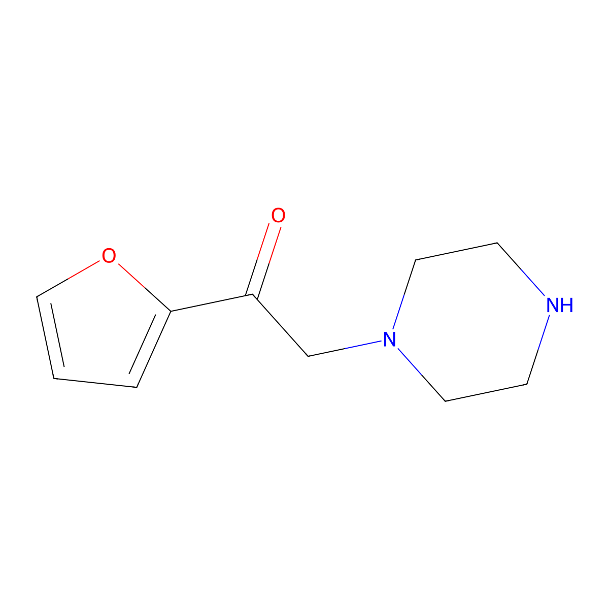 1-(2-Furyl)-2-piperazinylethan-1-one molecular structure, CAS 1082533-48-9