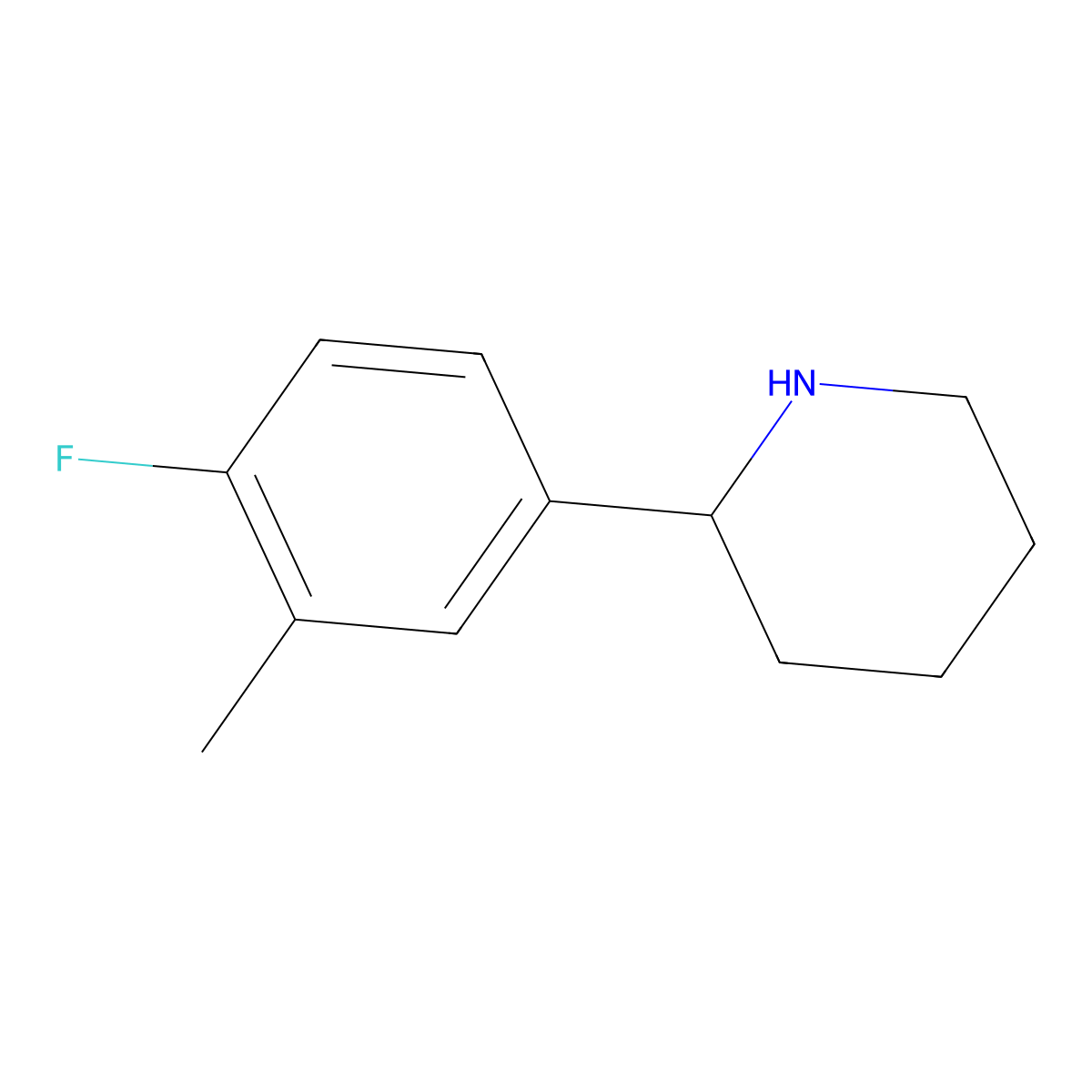 2-(4-Fluoro-3-methylphenyl)piperidine molecular structure, CAS 1082533-49-0