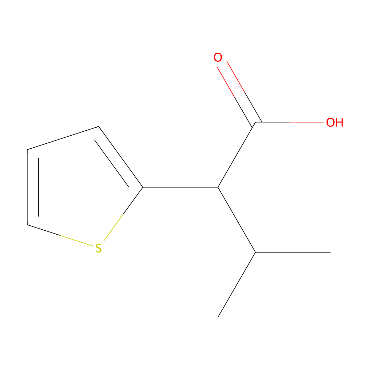 3-Methyl-2-(thiophen-2-yl)butanoic acid molecular structure, CAS 1082544-08-8