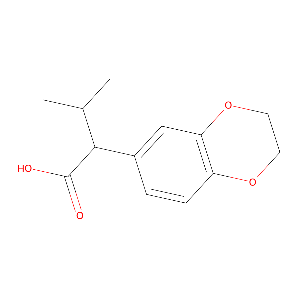 2-(2,3-Dihydro-1,4-benzodioxin-6-yl)-3-methylbutanoic acid molecular structure, CAS 1082544-09-9