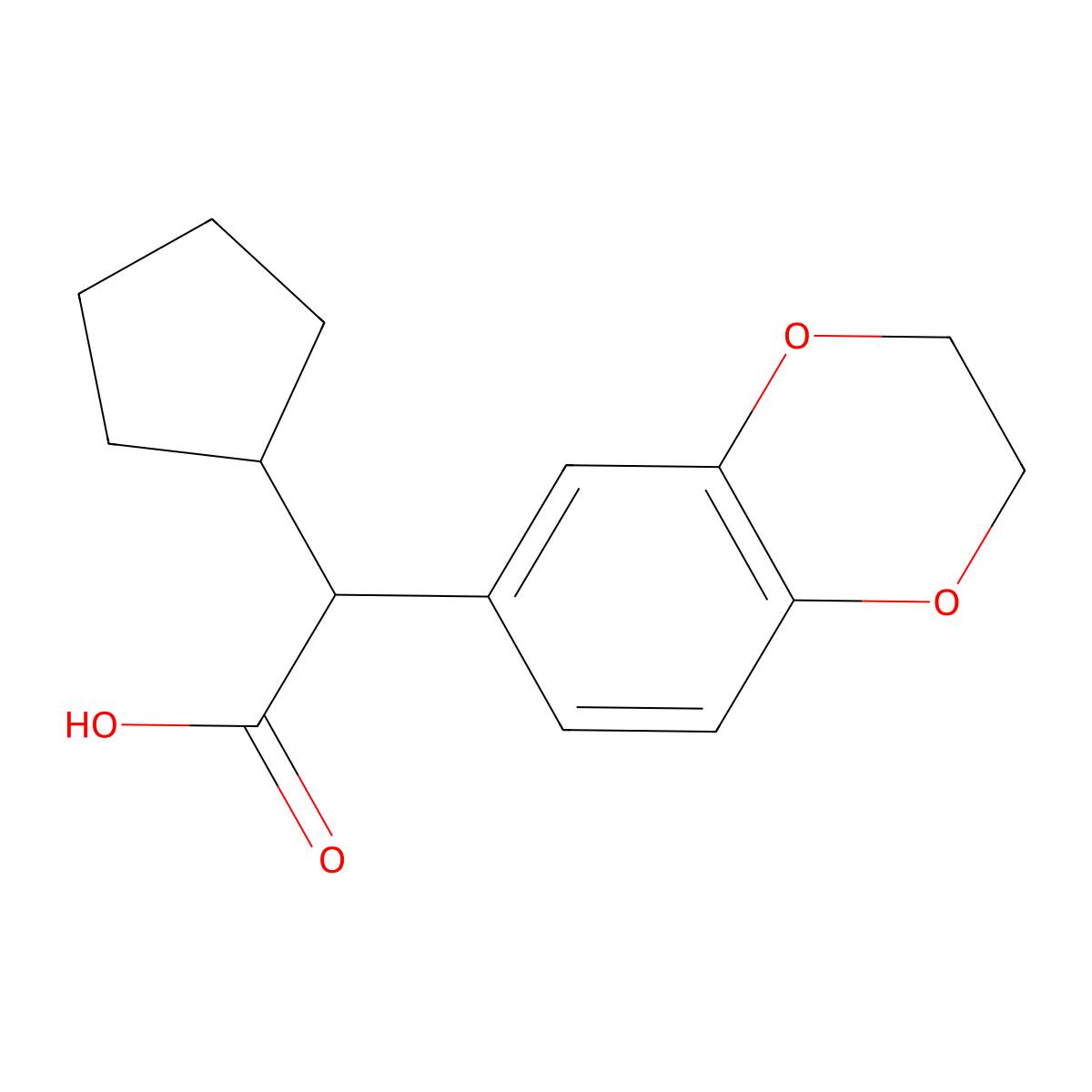2-Cyclopentyl-2-(2,3-dihydro-1,4-benzodioxin-6-yl)acetic acid molecular structure, CAS 1082544-23-7