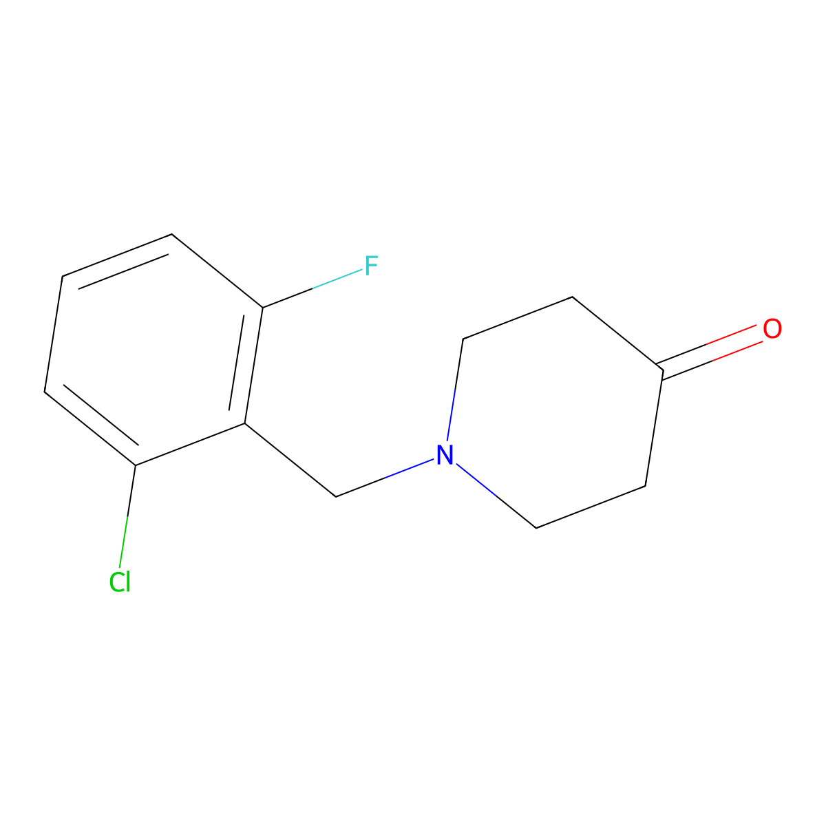 1-[(2-Chloro-6-fluorophenyl)methyl]piperidin-4-one molecular structure, CAS 1082545-19-4