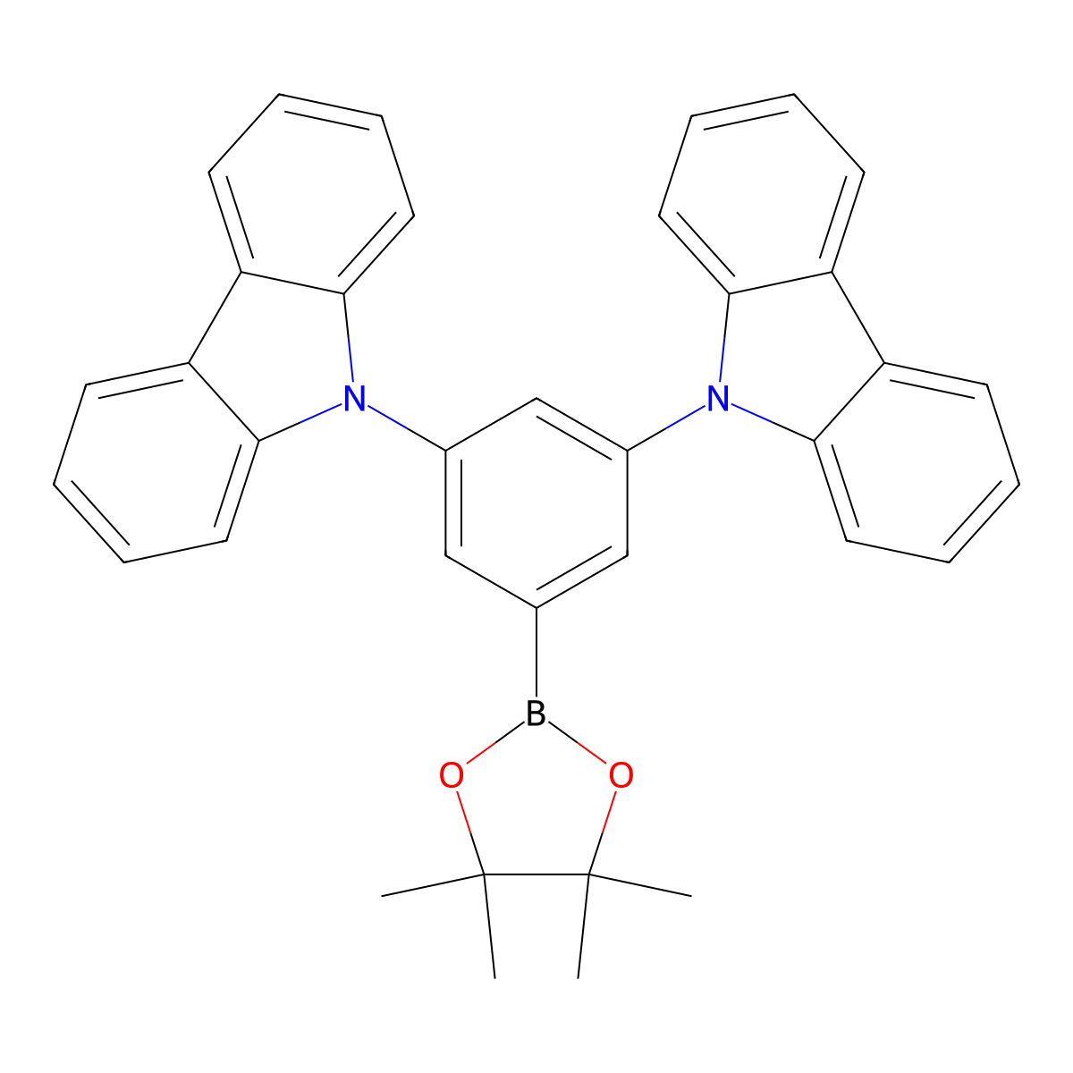 9,9'-(5-(4,4,5,5-tetramethyl-1,3,2-dioxaborolan-2-yl)-1,3-phenylene)bis(9H-carbazole) molecular structure, CAS 1082549-89-0