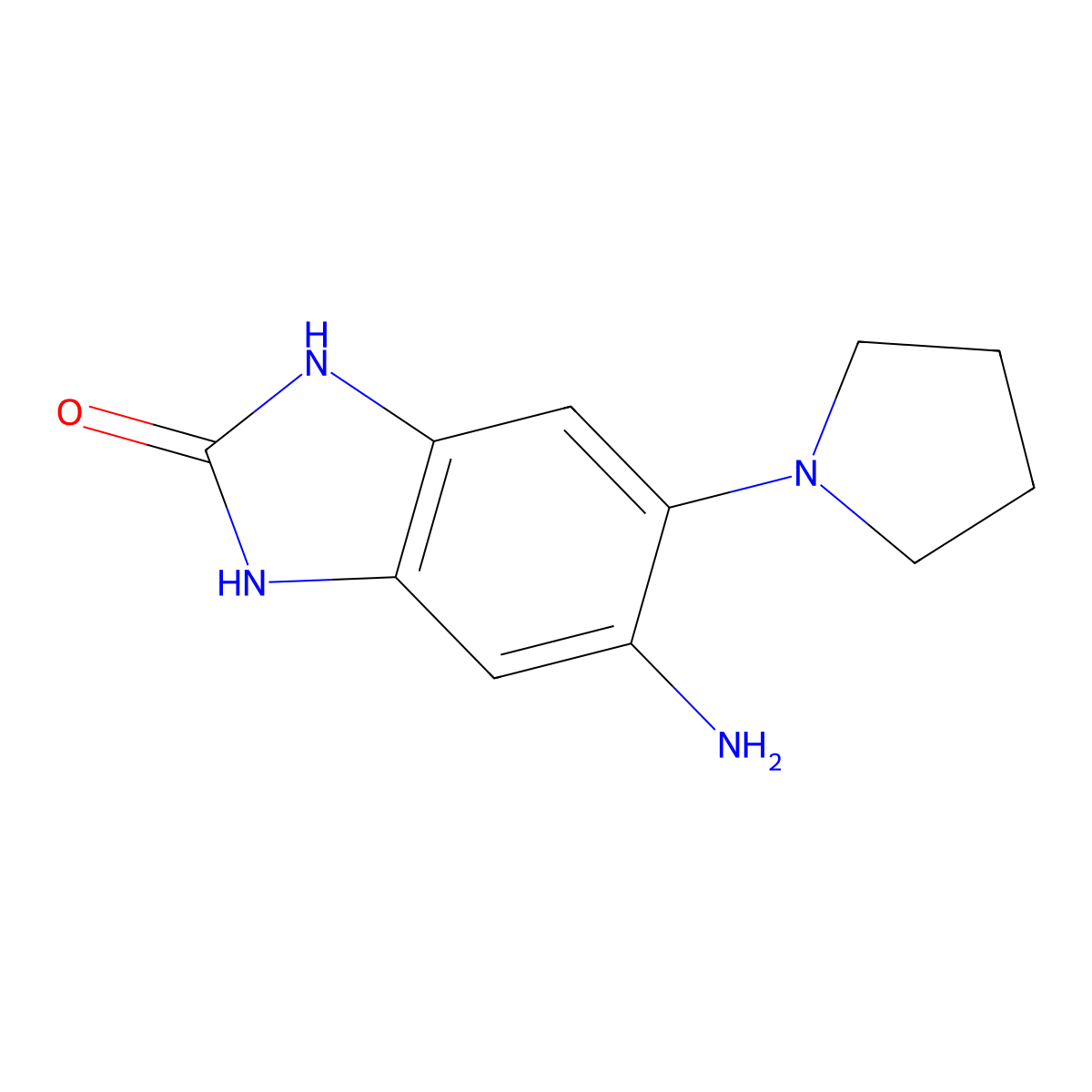 5-Amino-6-(1-pyrrolidinyl)-1,3-dihydro-2H-benzimidazol-2-one molecular structure, CAS 1082550-33-1