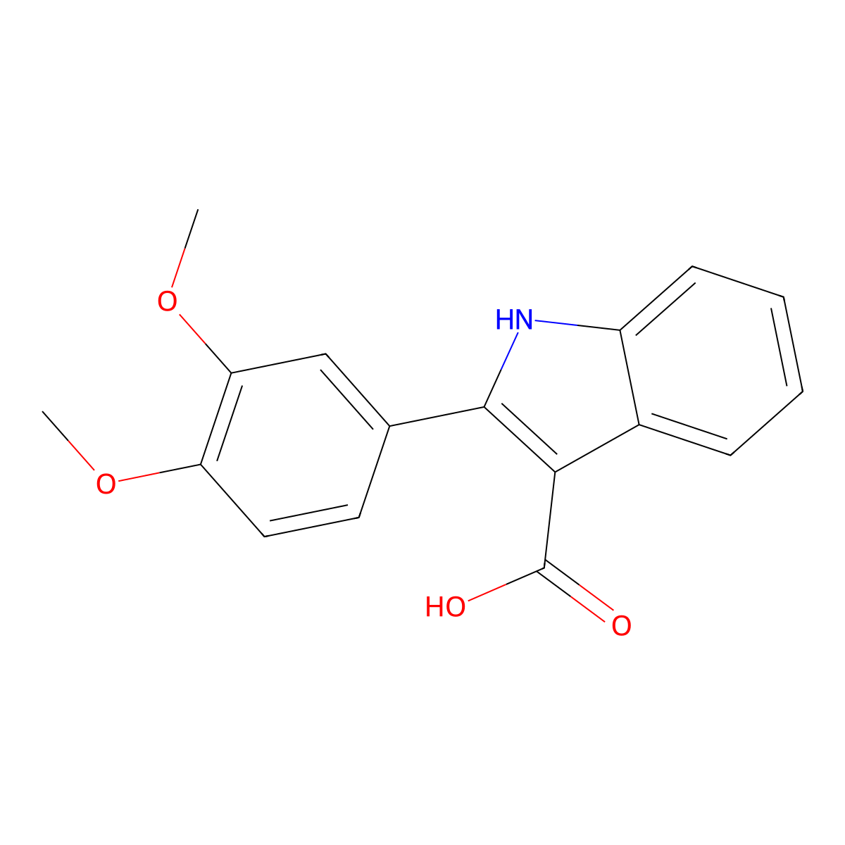 2-(3,4-dimethoxyphenyl)-1H-indole-3-carboxylic acid molecular structure, CAS 1082551-71-0