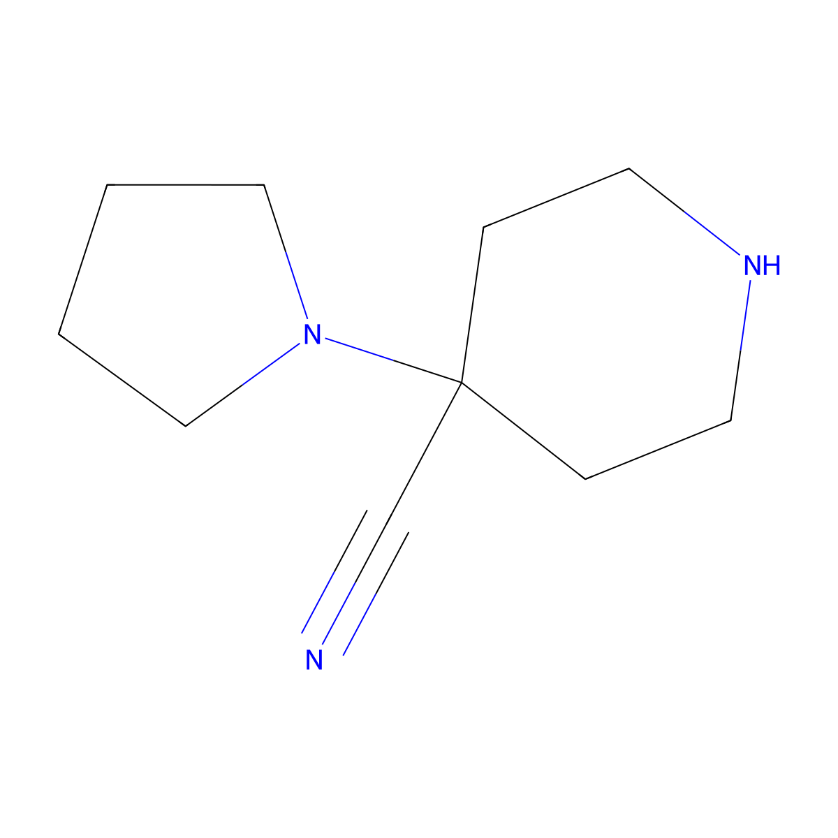 4-(Pyrrolidin-1-yl)piperidine-4-carbonitrile molecular structure, CAS 1082553-76-1
