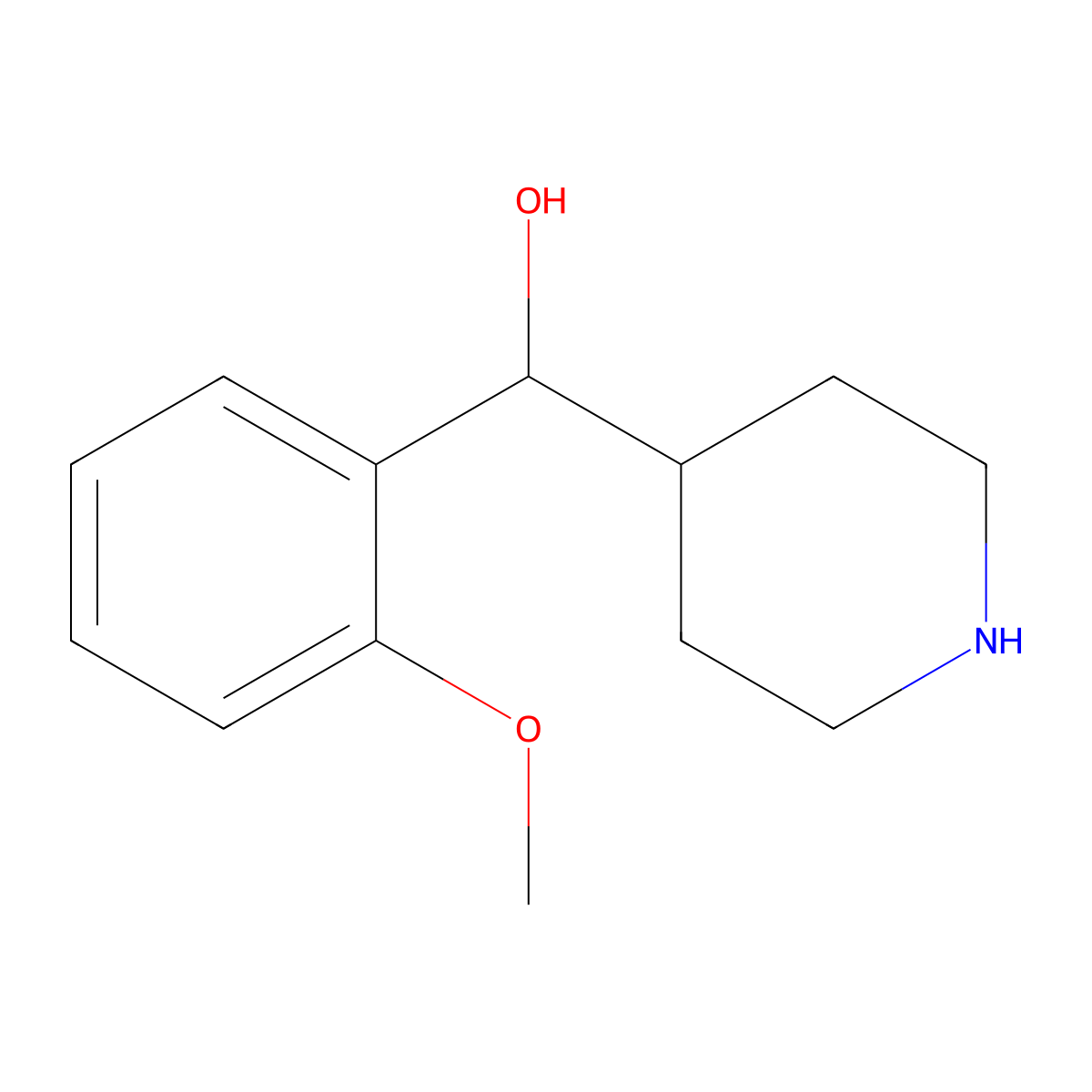 (2-Methoxy-phenyl)-piperidin-4-yl-methanol molecular structure, CAS 1082554-80-0