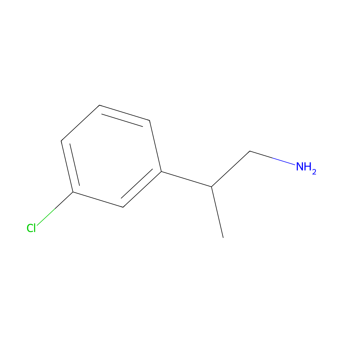 2-(3-Chlorophenyl)propan-1-amine molecular structure, CAS 1082555-06-3