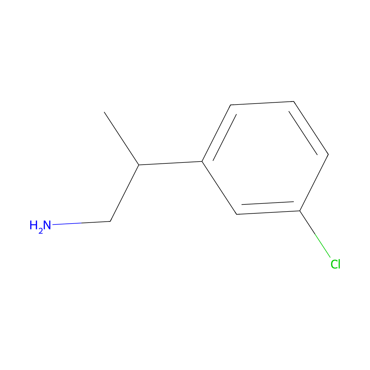 2-(3-Chlorophenyl)propan-1-amine molecular structure, CAS 1082555-06-3