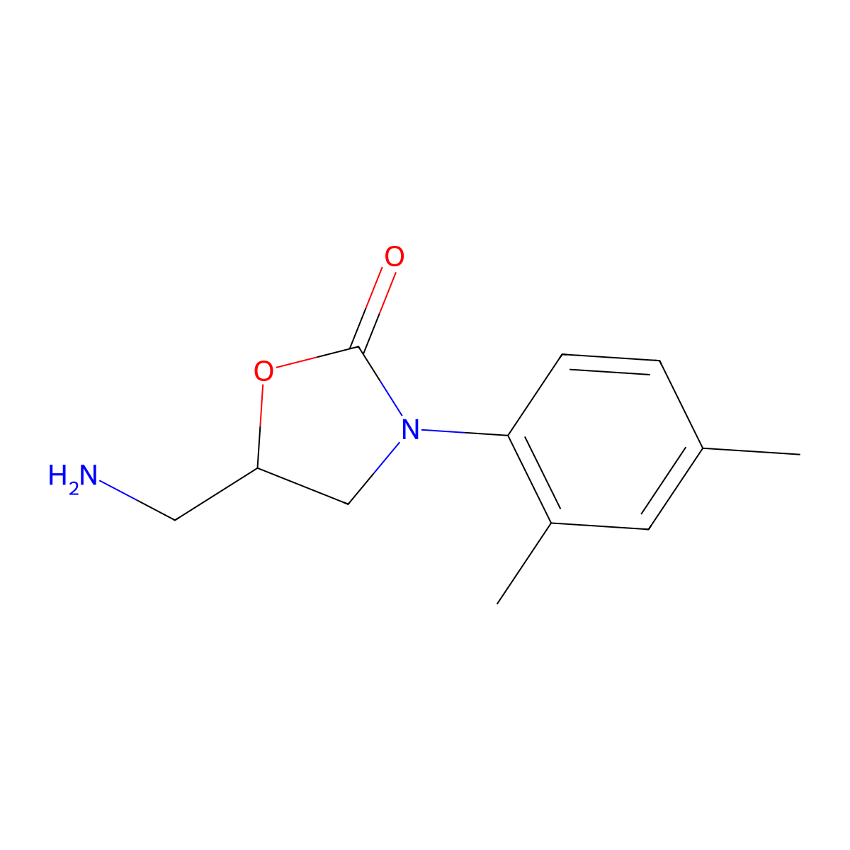 5-(Aminomethyl)-3-(2,4-dimethylphenyl)-1,3-oxazolidin-2-one molecular structure, CAS 1082557-80-9