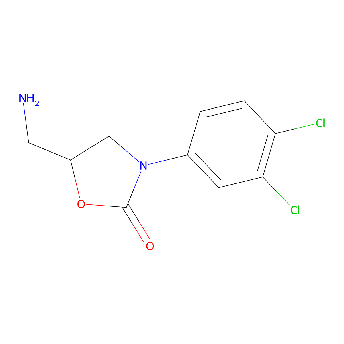5-(Aminomethyl)-3-(3,4-dichlorophenyl)-1,3-oxazolidin-2-one molecular structure, CAS 1082557-91-2