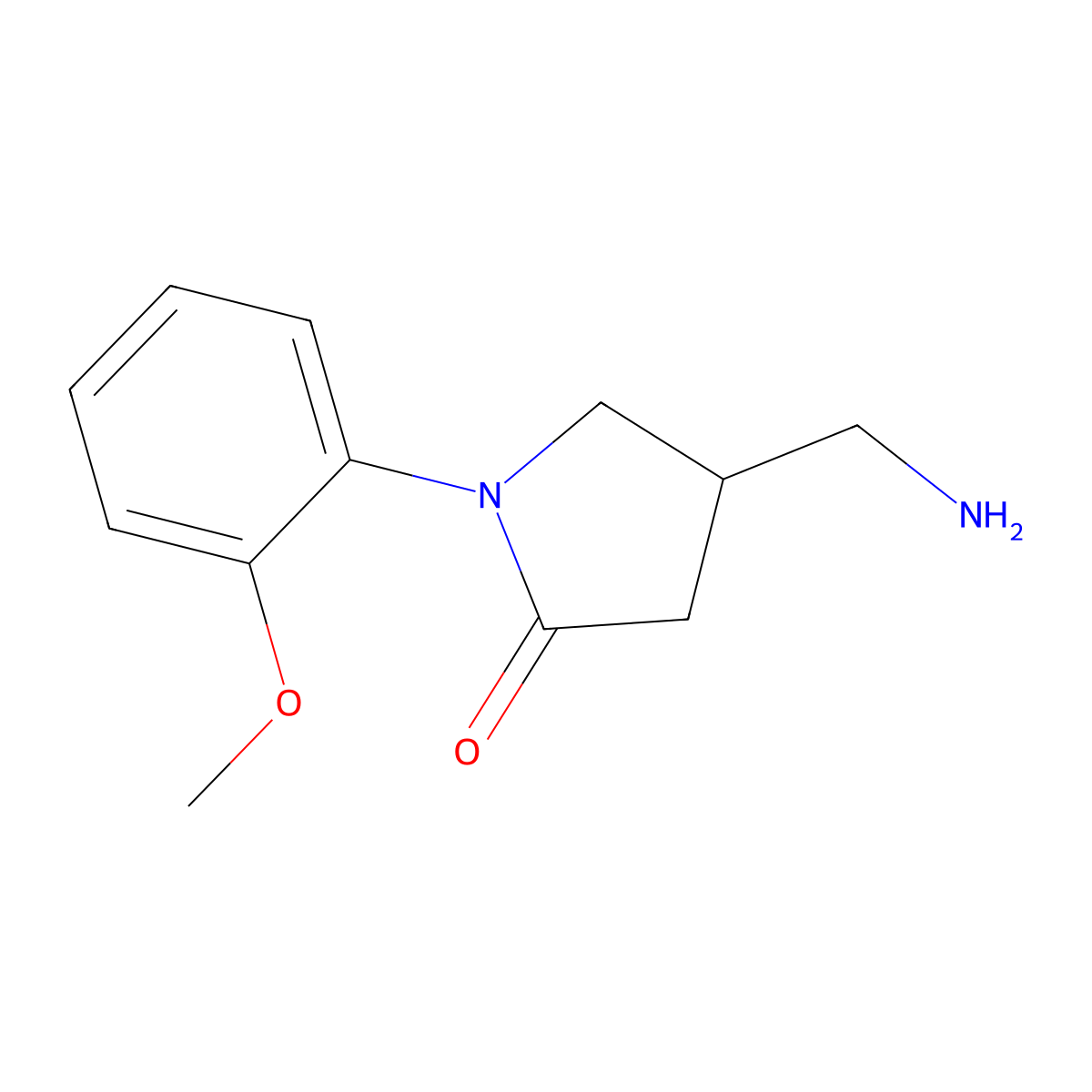 4-(Aminomethyl)-1-(2-methoxyphenyl)pyrrolidin-2-one molecular structure, CAS 1082558-08-4