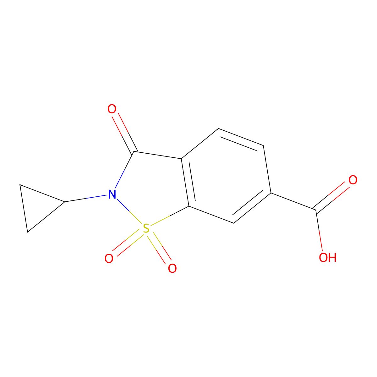 2-Cyclopropyl-1,1,3-trioxo-2,3-dihydro-1lambda6,2-benzothiazole-6-carboxylic acid molecular structure, CAS 1082558-21-1