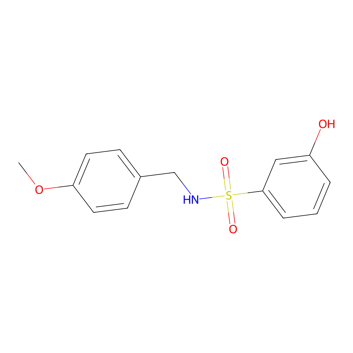 3-hydroxy-N-[(4-methoxyphenyl)methyl]benzene-1-sulfonamide molecular structure, CAS 1082560-73-3
