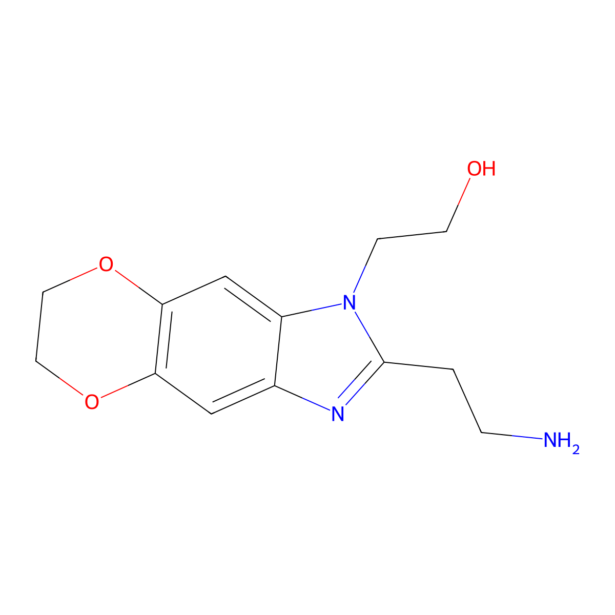 2-[5-(2-Aminoethyl)-10,13-dioxa-4,6-diazatricyclo[7.4.0.0,3,7]trideca-1(9),2,5,7-tetraen-4-yl]ethan-1-ol molecular structure, CAS 1082568-59-9