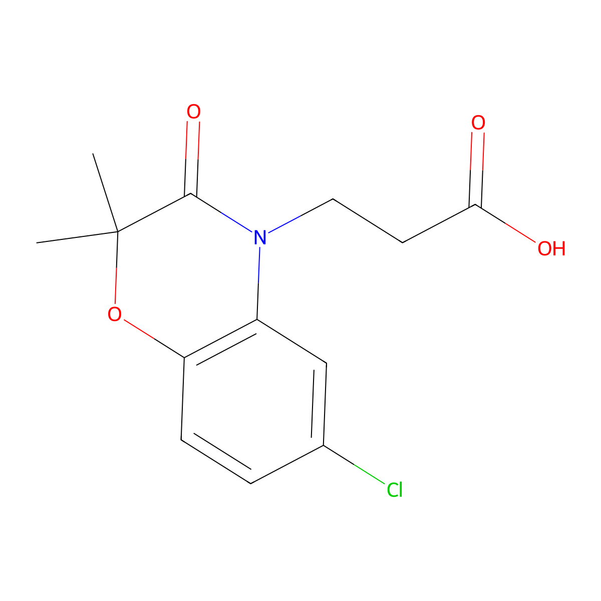 3-(6-Chloro-2,2-dimethyl-3-oxo-2H-benzo[b][1,4]oxazin-4(3H)-yl)propanoic acid molecular structure, CAS 1082570-52-2
