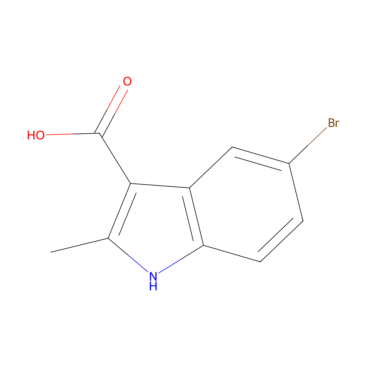 5-bromo-2-methyl-1H-indole-3-carboxylic acid molecular structure, CAS 1082572-35-7
