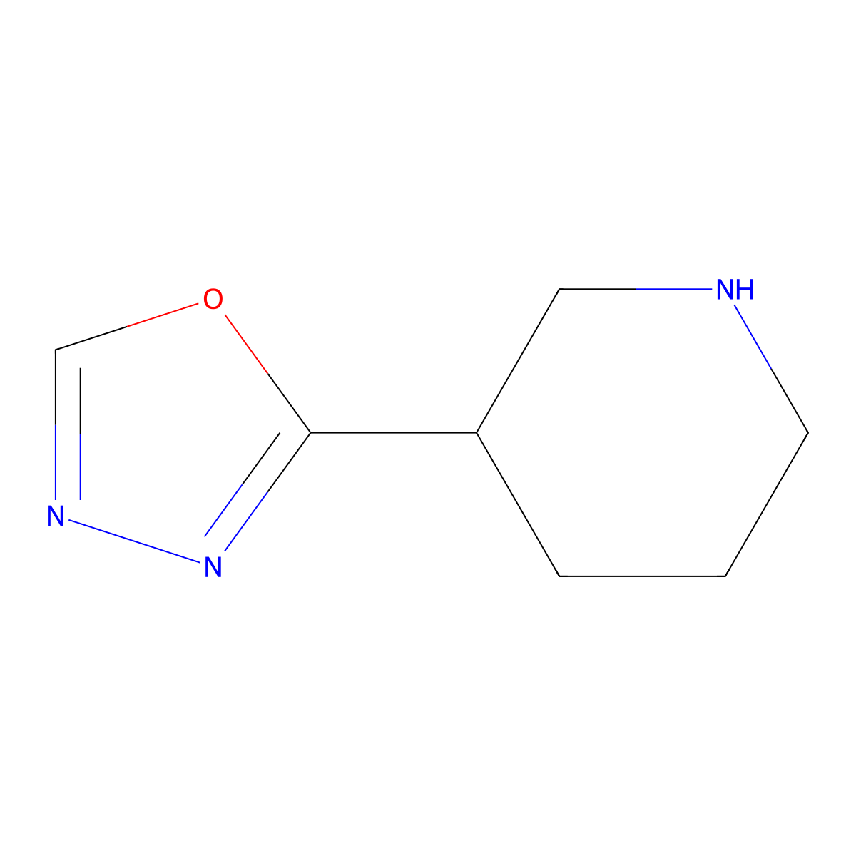 3-(1,3,4-Oxadiazol-2-yl)piperidine molecular structure, CAS 1082574-86-4