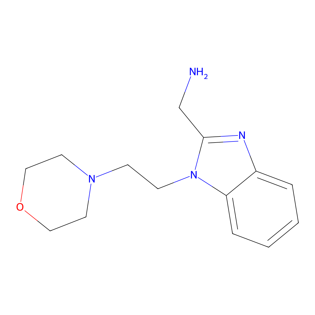 1-{1-[2-(morpholin-4-yl)ethyl]-1H-1,3-benzodiazol-2-yl}methanamine molecular structure, CAS 1082580-21-9