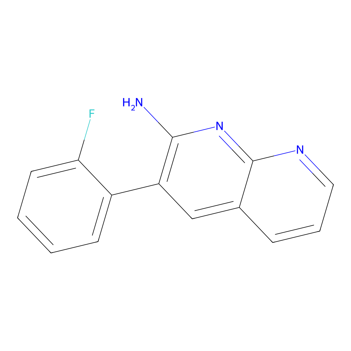 3-(2-Fluorophenyl)-1,8-naphthyridin-2-amine molecular structure, CAS 1082583-45-6