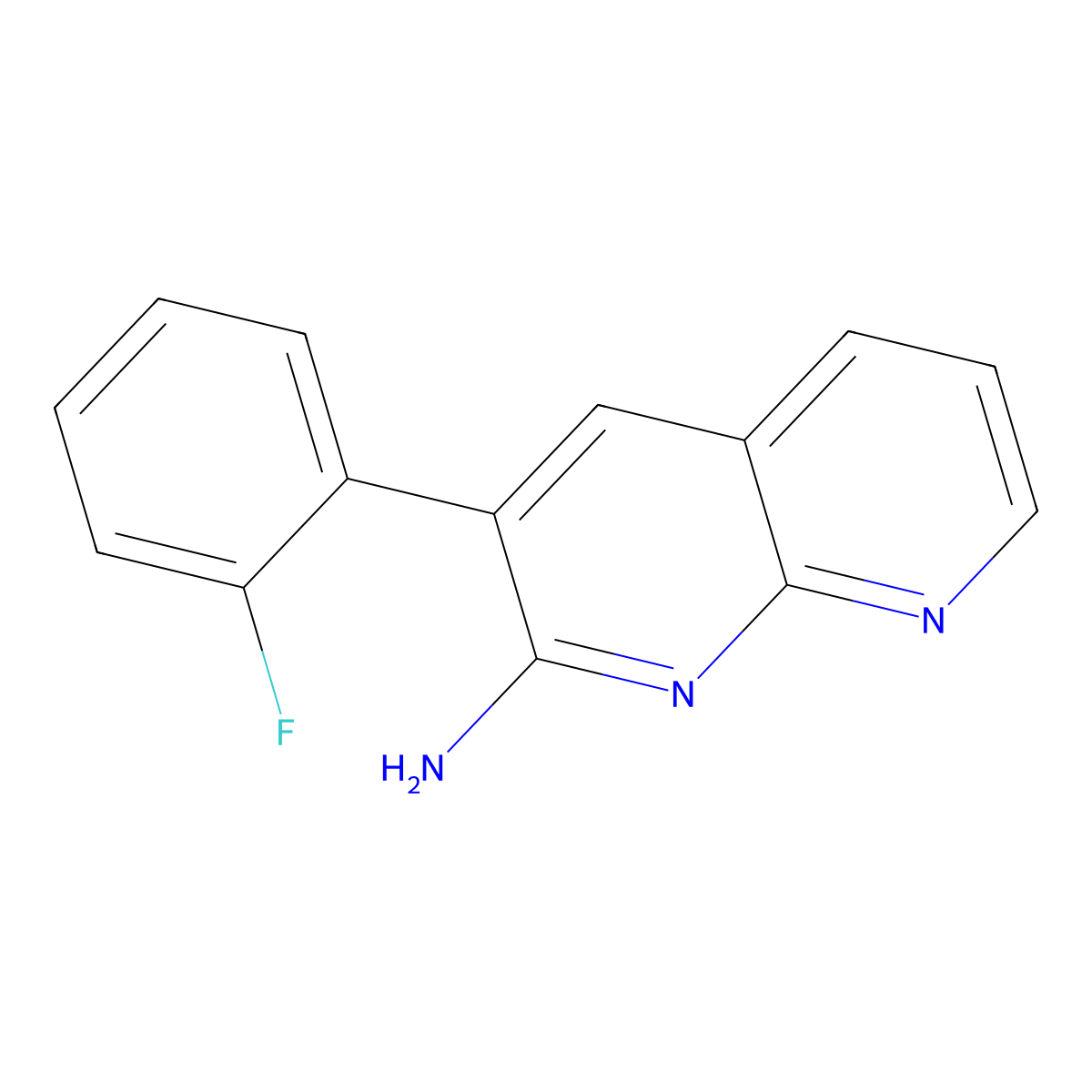 3-(2-Fluorophenyl)-1,8-naphthyridin-2-amine molecular structure, CAS 1082583-45-6