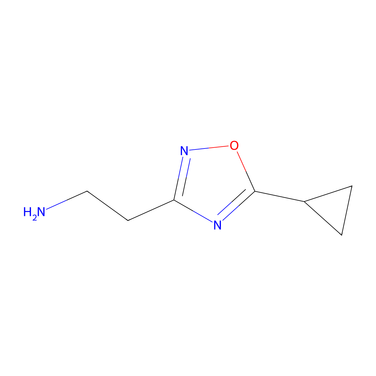 2-(5-Cyclopropyl-1,2,4-oxadiazol-3-yl)ethanamine molecular structure, CAS 1082584-63-1