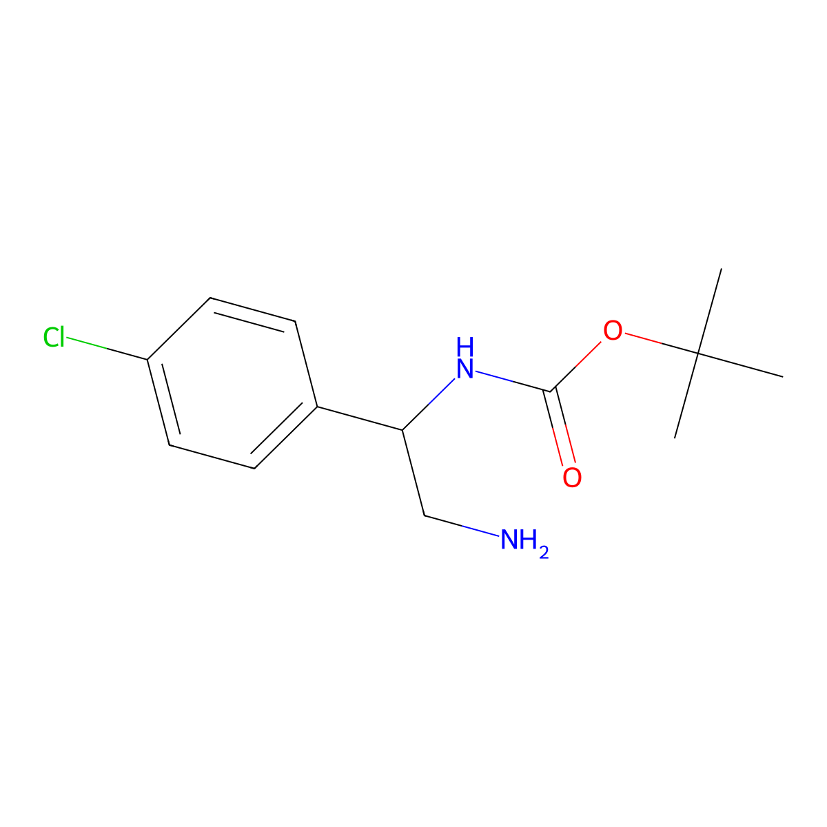 tert-butyl N-[2-amino-1-(4-chlorophenyl)ethyl]carbamate molecular structure, CAS 1082584-93-7