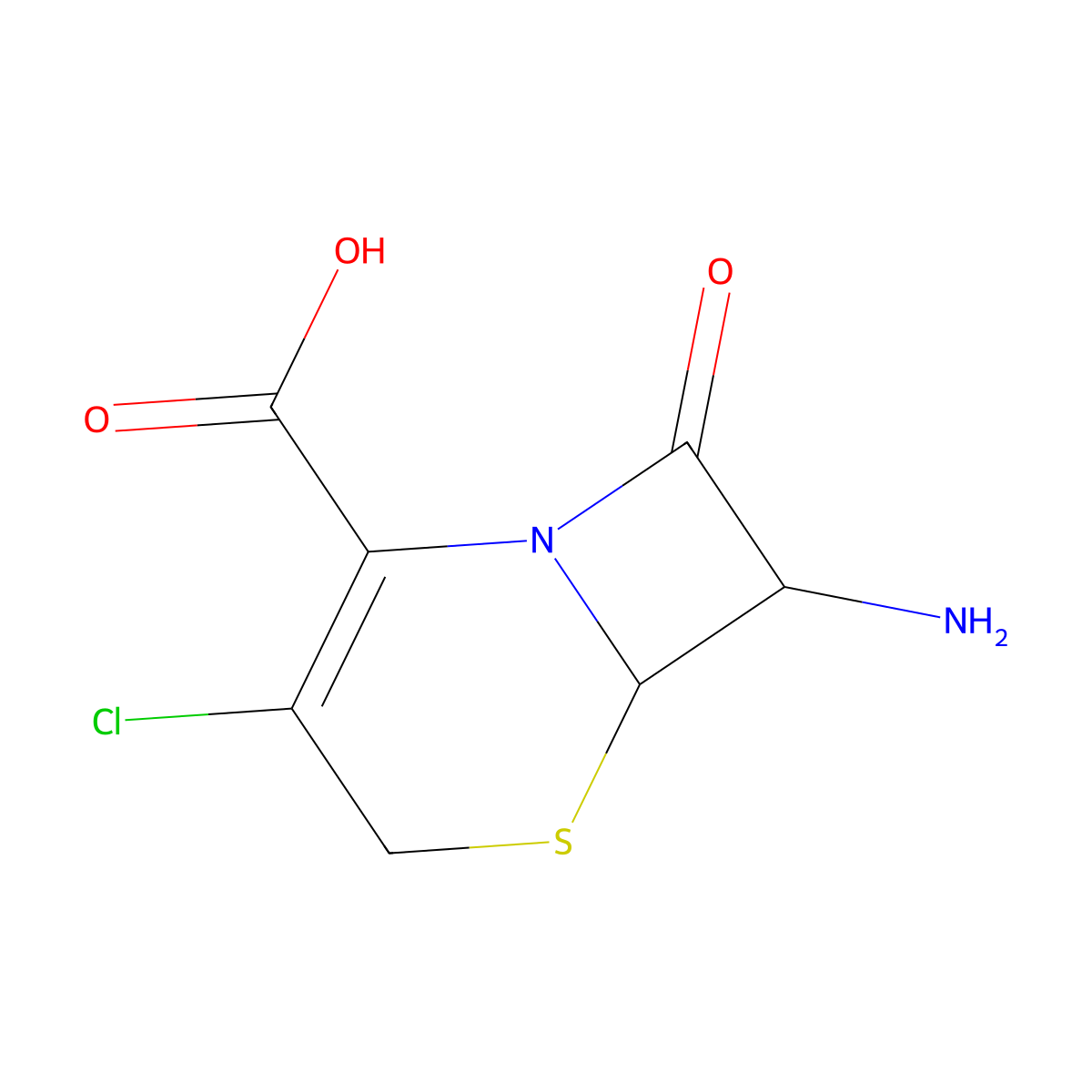 7-Amino-3-chloro-8-oxo-5-thia-1-azabicyclo[4.2.0]oct-2-ene-2-carboxylic acid molecular structure, CAS 108260-01-1