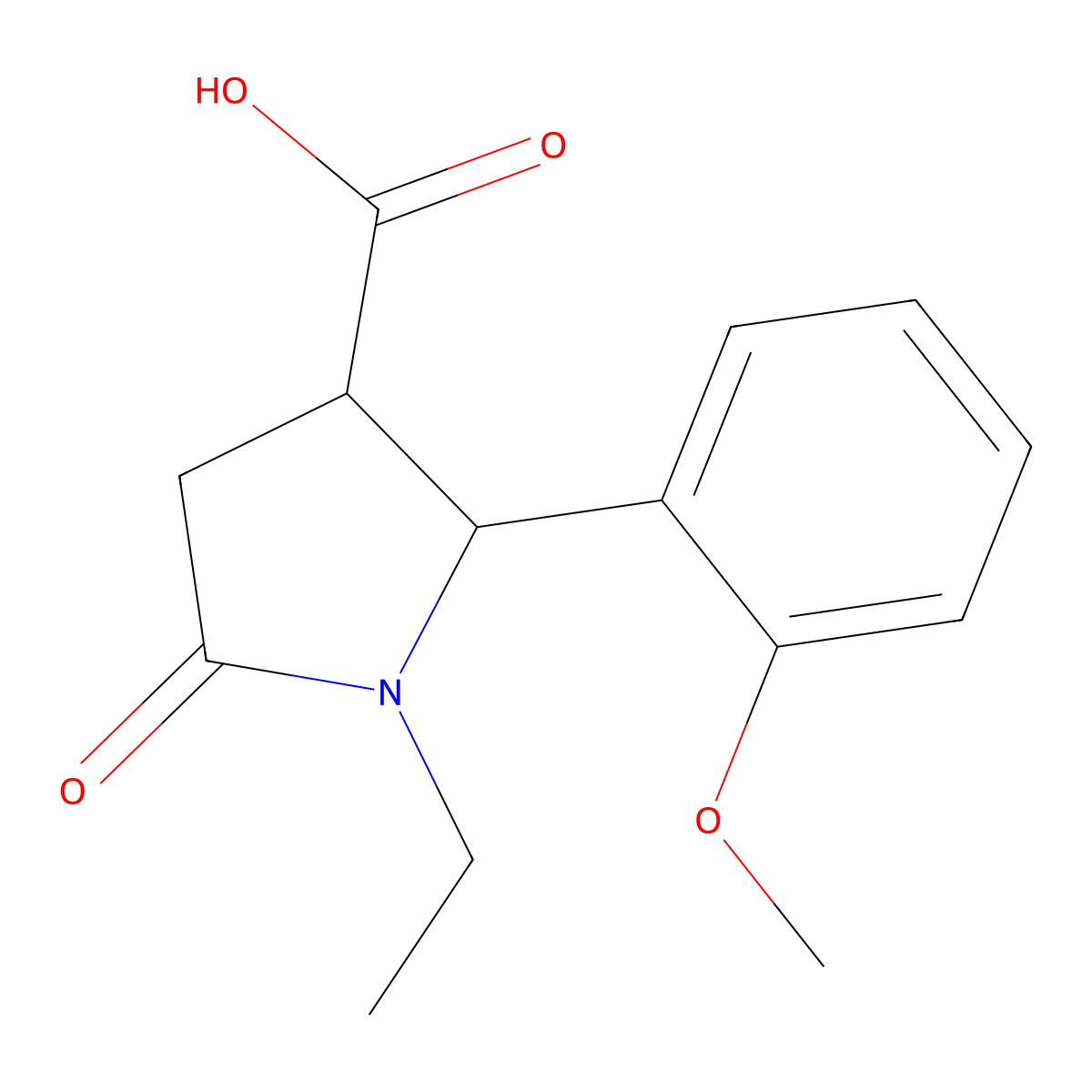 (2R,3R)-1-ethyl-2-(2-methoxyphenyl)-5-oxopyrrolidine-3-carboxylic acid molecular structure, CAS 1082647-17-3