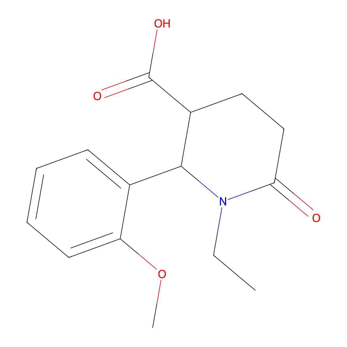 (2R,3R)-1-ethyl-2-(2-methoxyphenyl)-6-oxopiperidine-3-carboxylic acid molecular structure, CAS 1082648-25-6