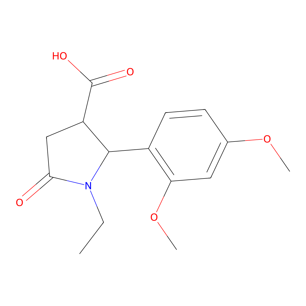 (2R,3R)-2-(2,4-dimethoxyphenyl)-1-ethyl-5-oxopyrrolidine-3-carboxylic acid molecular structure, CAS 1082648-42-7