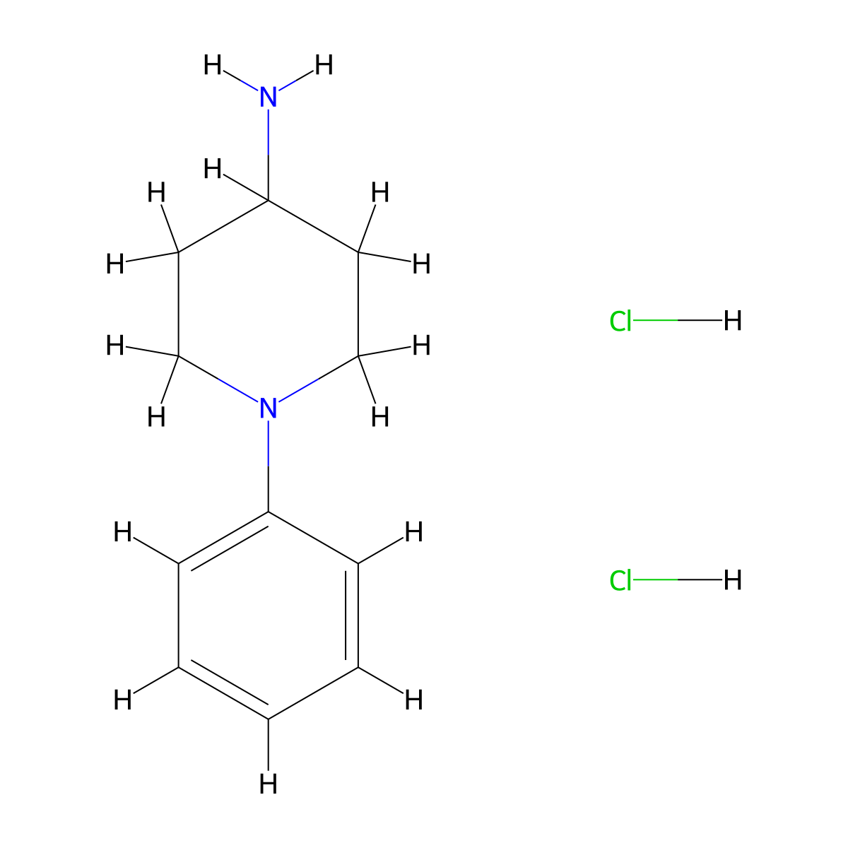 1-Phenylpiperidin-4-amine dihydrochloride molecular structure, CAS 1082662-38-1
