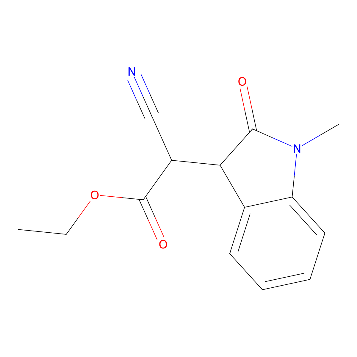ethyl 2-cyano-2-(1-methyl-2-oxo-2,3-dihydro-1H-indol-3-yl)acetate molecular structure, CAS 108272-71-5