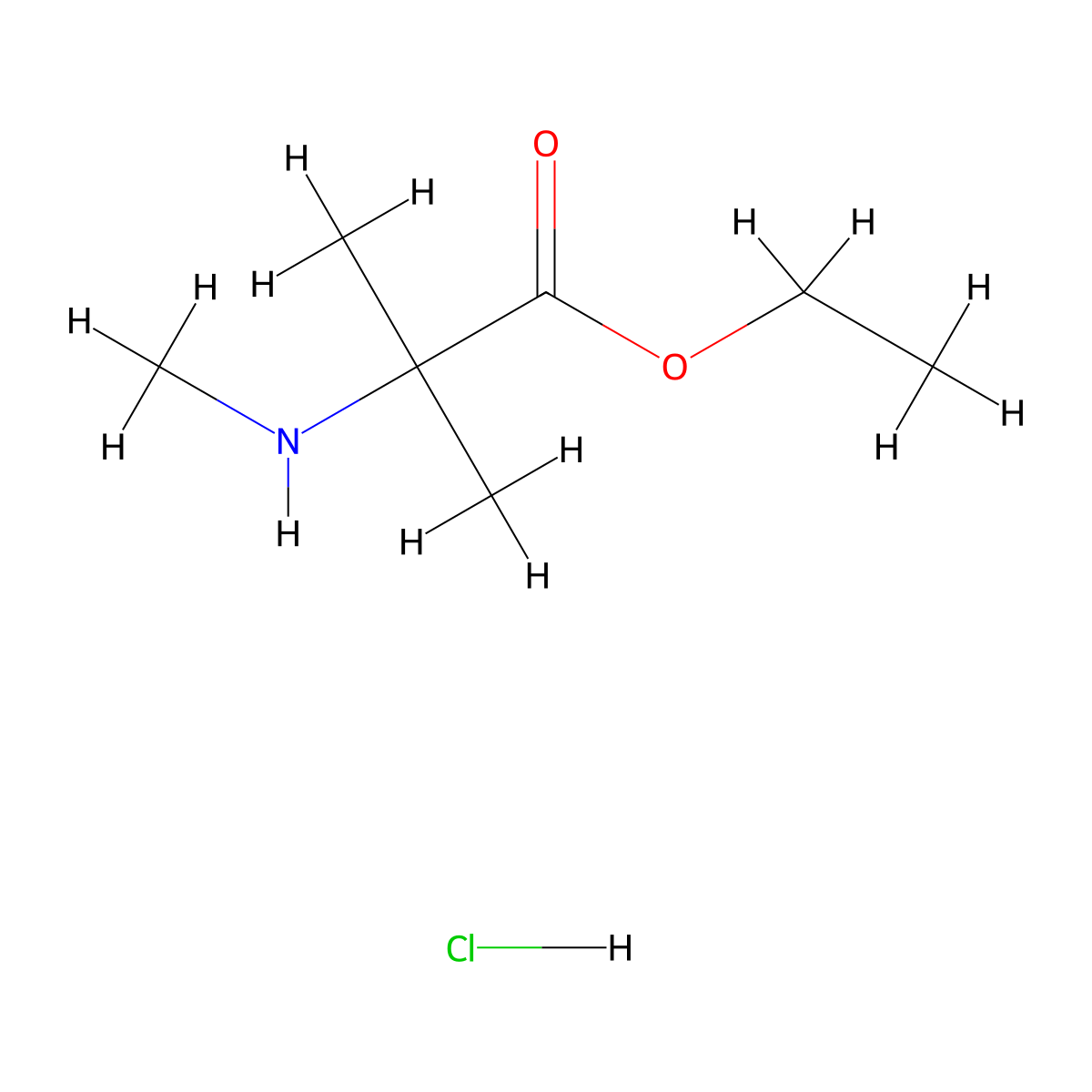 Ethyl 2-methyl-2-(methylamino)propanoate hydrochloride molecular structure, CAS 1082720-57-7