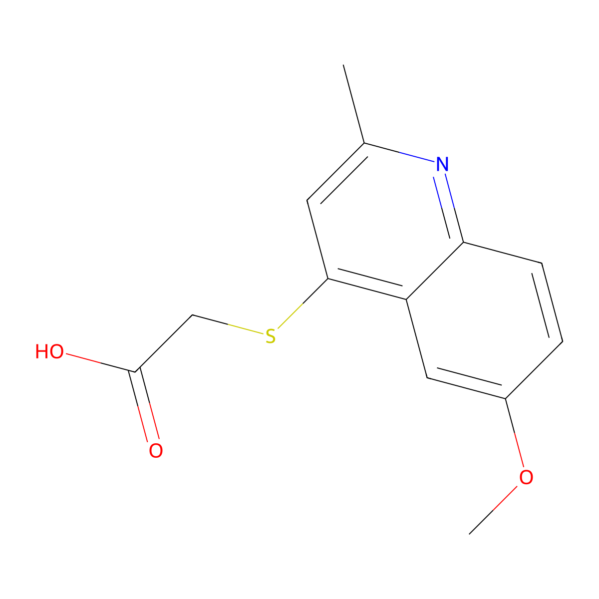 (6-Methoxy-2-methyl-quinolin-4-ylsulfanyl)-acetic acid molecular structure, CAS 108273-35-4
