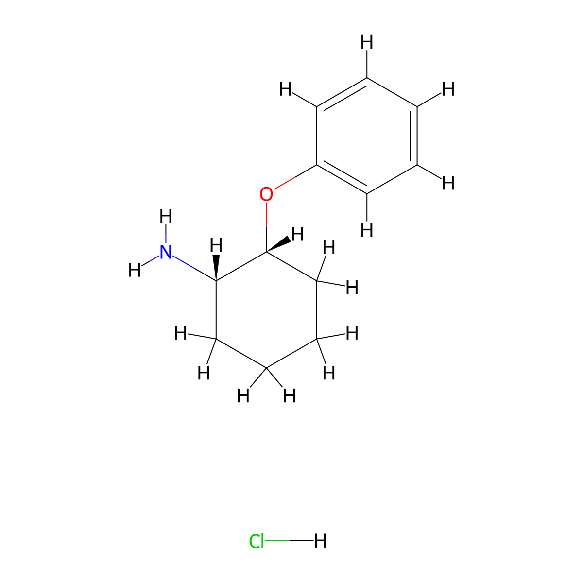 rac-(1R,2S)-2-phenoxycyclohexan-1-amine hydrochloride molecular structure, CAS 1082732-23-7